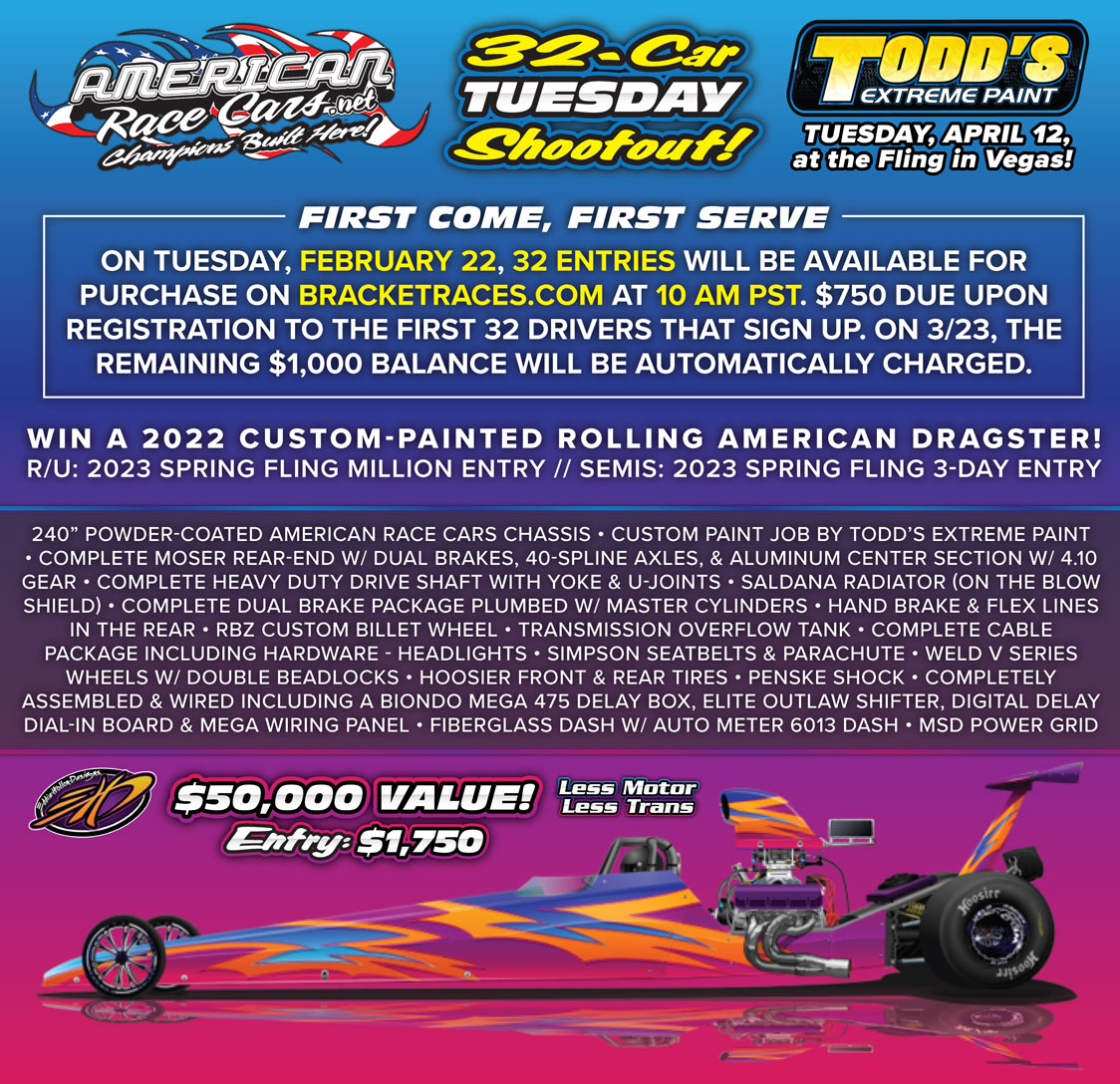 Spring Fling Million Vegas 32-car dragster shootout flyer